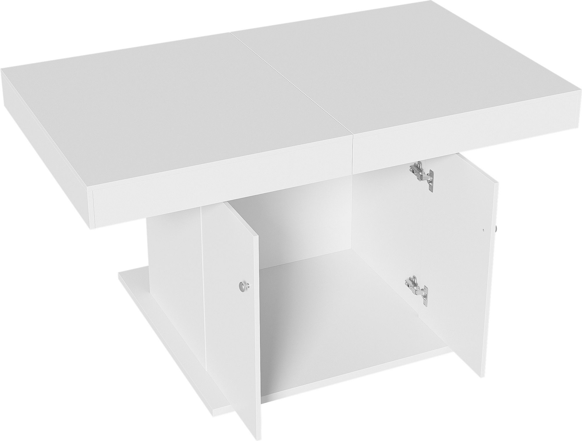 Flieks Ausziehbarer Esstisch Küchentisch mit Schrank, Rechteckig Esszimmertisch mit Stauraum, Ausziehbar Dehnbar Tisch, 140/180x80x76cm, Weiß