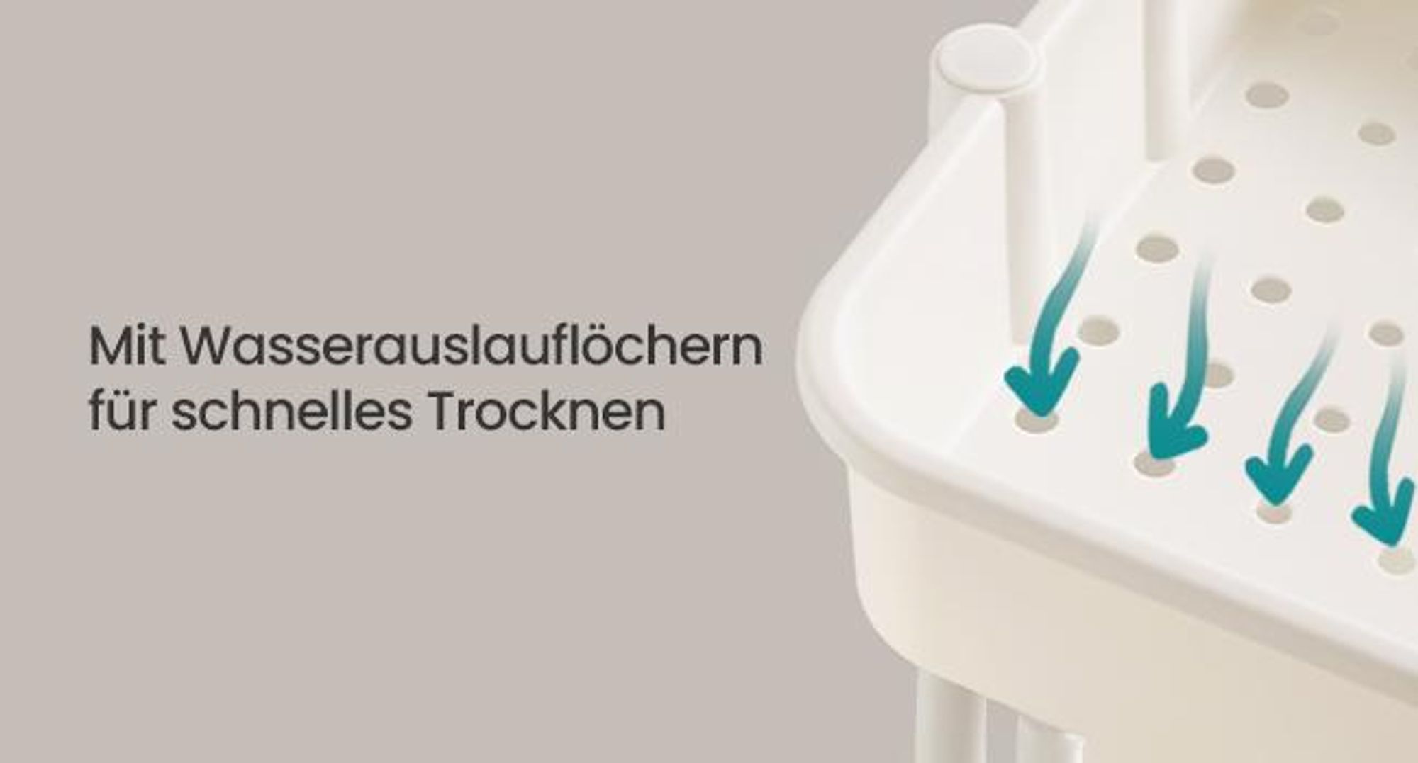 Rollwagen, 3 Ebenen, Servierwagen, 2 Bremsen, Ablagefächer aus Kunststoff, weiß