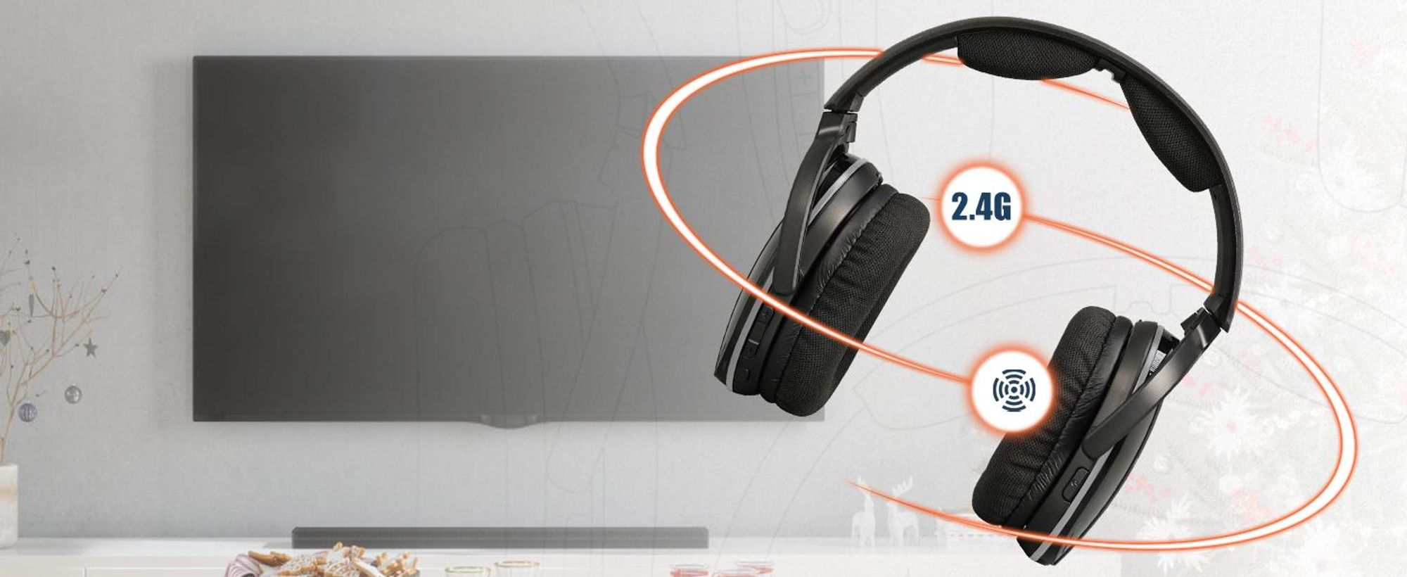 Retekess TA007 Cuffie wireless per TV, stazione di ricarica con trasmettitore a 2,4 GHz, portata 60 m, compatibili con Bluetooth, cuffie per la TV pensate per gli anziani, partita di calcio