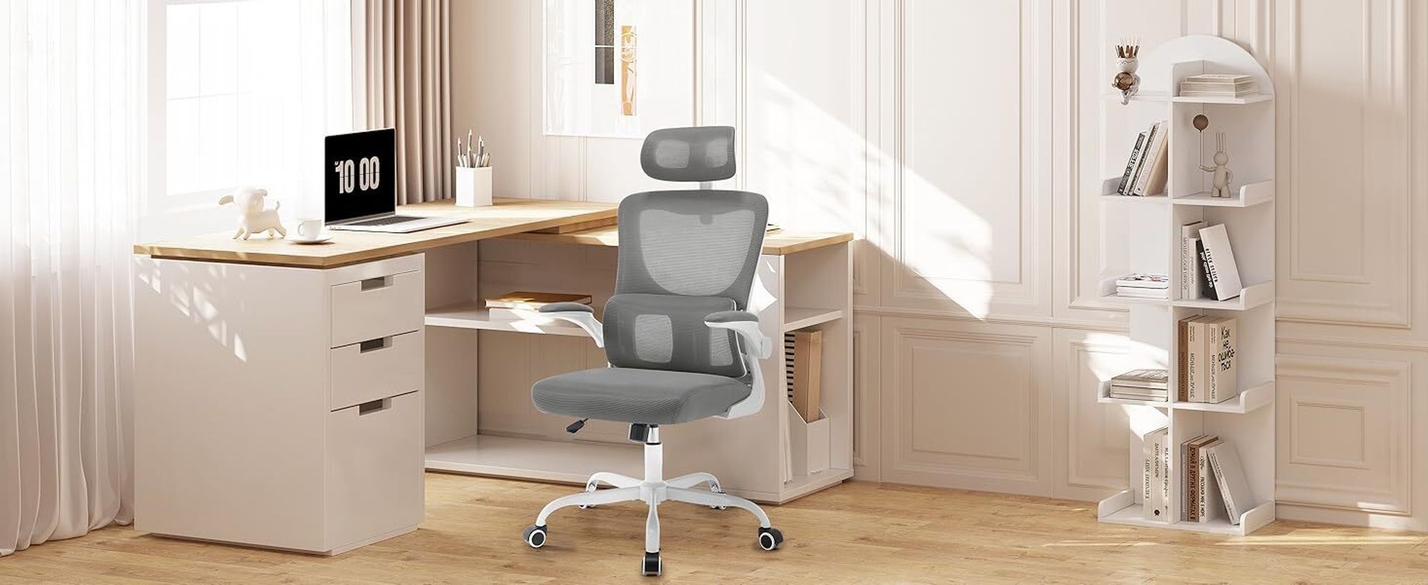 WOLTU Bürostuhl ergonomisch, Schreibtischstuhl Netzstoff, höhenverstellbar : Schwarz Farbe: Schwarz