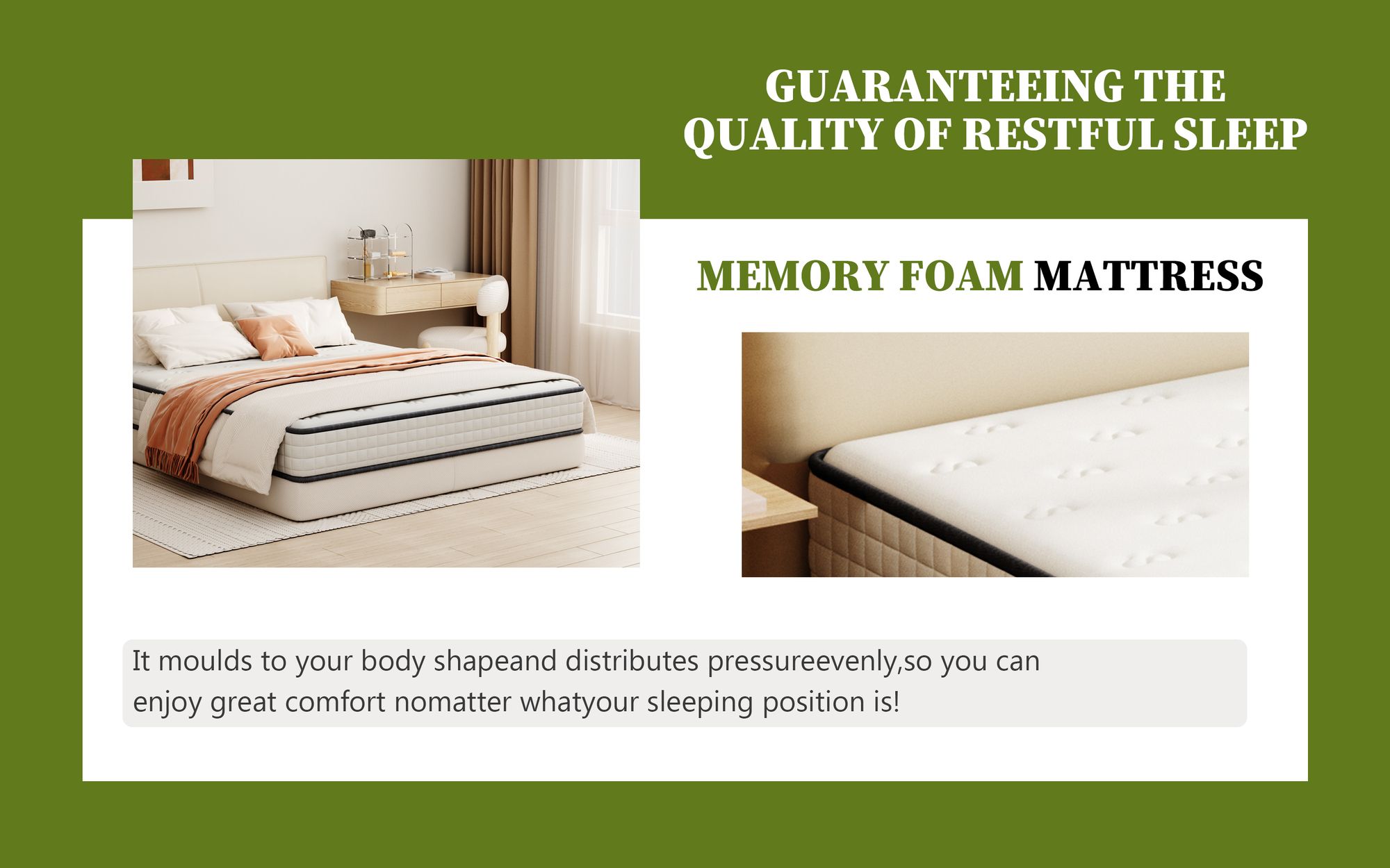 DEWINNER Matratze 90 x 190 cm | Schaumstoff 22 cm und Memory-Schaum | perfekte Unterstützung, hohe Widerstandsfähigkeit, ultra-atmungsaktiv