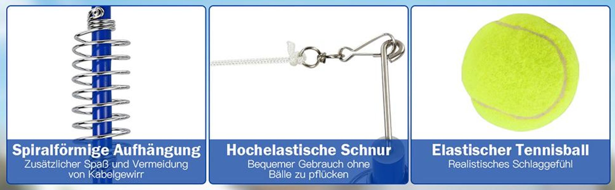 COSTWAY 3-stufig höhenverstellbares Tetherball Set, Twistball Set inkl. Ball｜2 Schlägern ｜120cm Schnur, Tennisball an Schnur, Tennis Spiel für Solo und Team