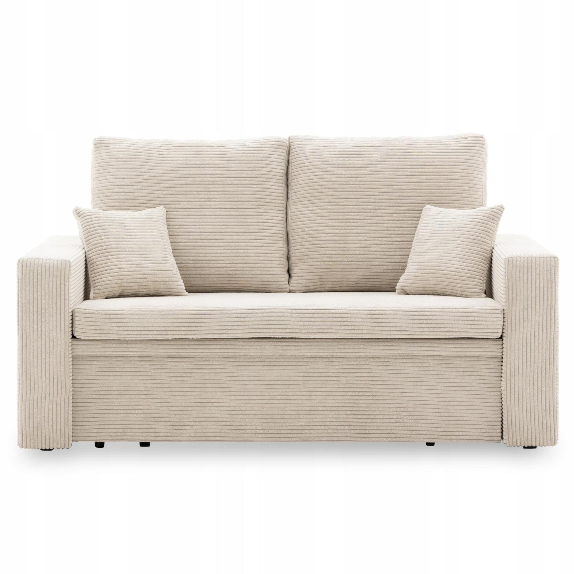 Sofa AIKIDO 150x85 - mit schlaffunktion - Farben zur Auswahl - modernen Sofa - mit Bettkasten - Moderner Cordstoff - Stoff POSO 100 Beige