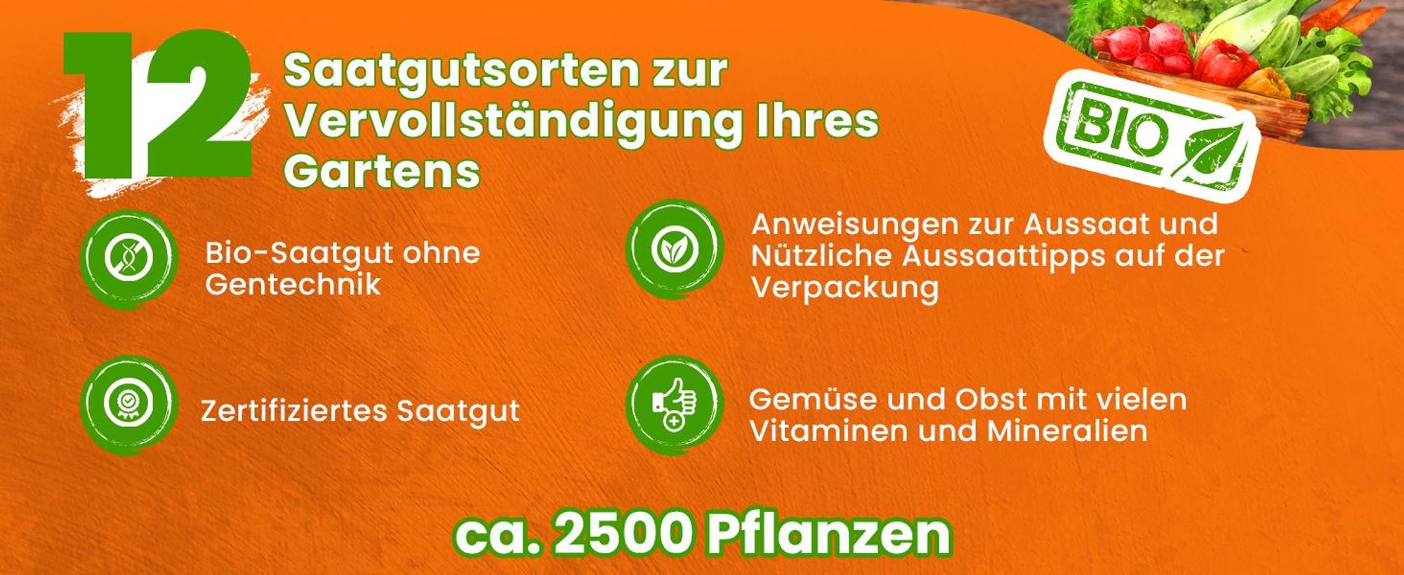 Toraf Gemüsesamen XXL Set 2500 Samen 12 Sorten Saatgut