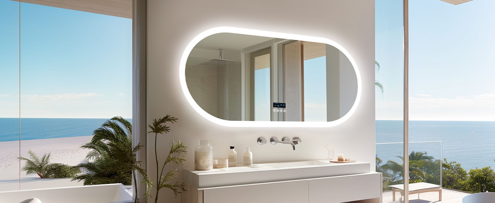 WISFOR LED Badspiegel mit Bluetooth Lautsprecher, 120x60cm Badezimmerspiegel mit Beleuchtung 3 Lichtfarbe, LED Wandspiegel dimmbar beschlagfrei
