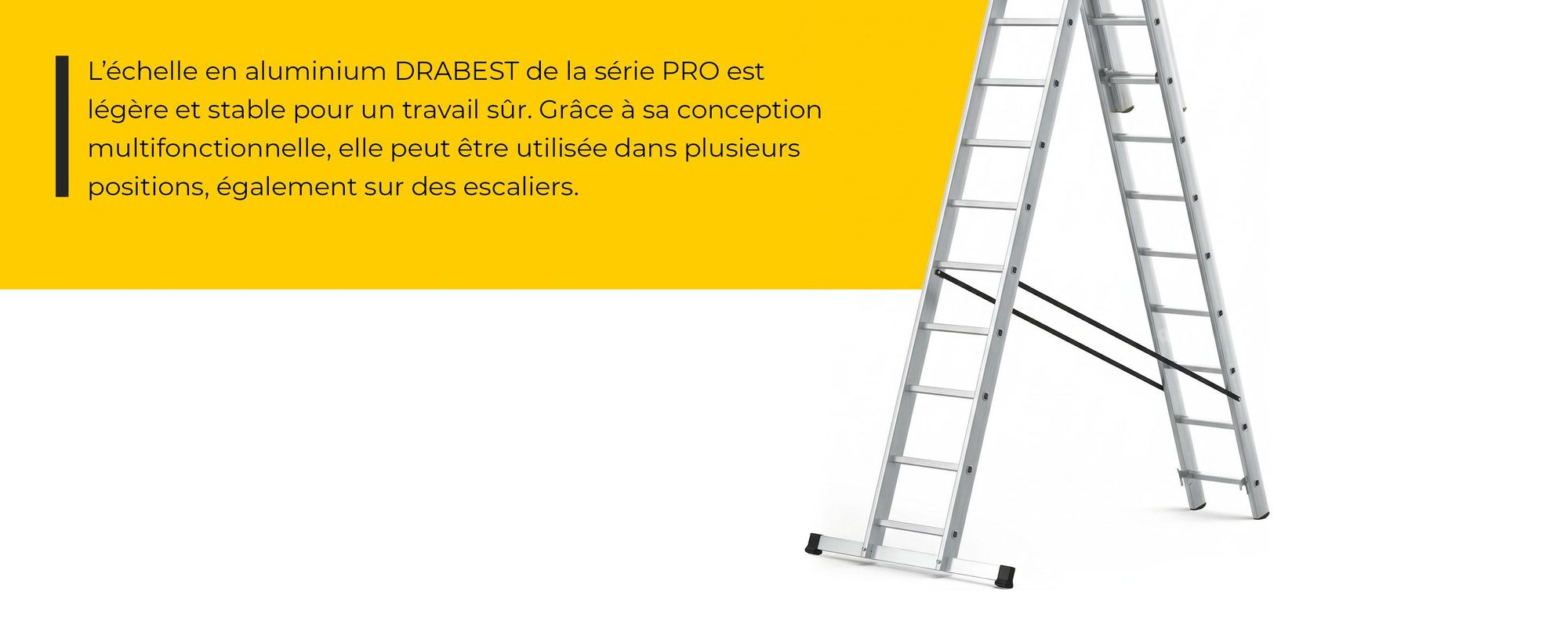 Drabest | Ladder - échelle 3x12 marches, échelle pliante - capacité de charge 150 kg - échelle en aluminium, échelle d'escalier, pieds antidérapants