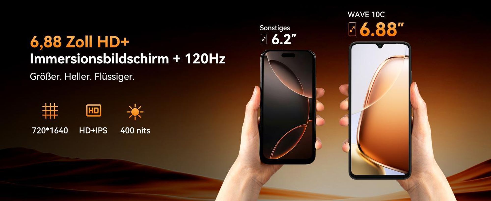 Blackview Wave 10C smartphone Ohne Vertrag, Android 16, 6.88", 120Hz, 1080p, Dual SIM, Face ID, 5000 mAh, Gemini AI, DokeOS 5.0, 1080p, 4G