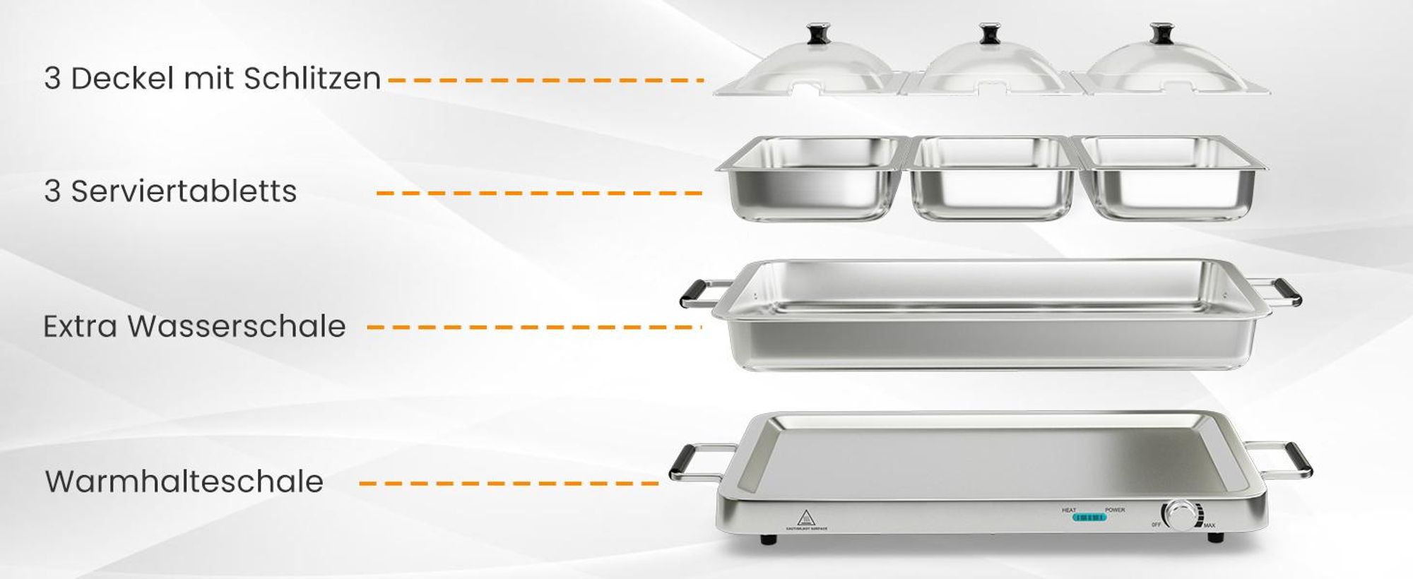GOPLUS 2 in 1 Buffetwärmer & Warmhaltebehälter, 450W elektrische Warmhalteplatte mit Deckeln, 8 L Buffet Wärmer mit Temperaturregler von 50℃ bis 150℃, Edelstahl Speisenwärmer für Catering & Party