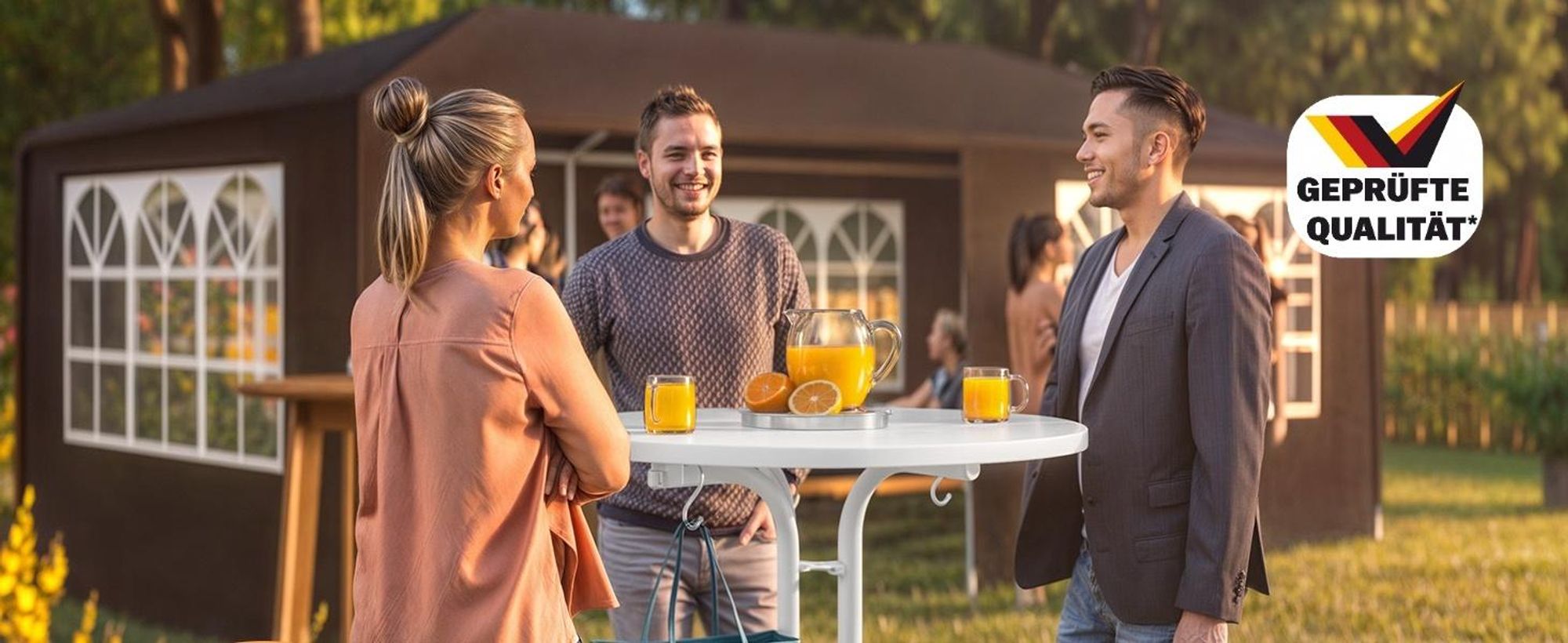 Klappbarer runder Stehtisch Ø 70/80 cm, Höhe 110 cm für Indoor & Outdoor
