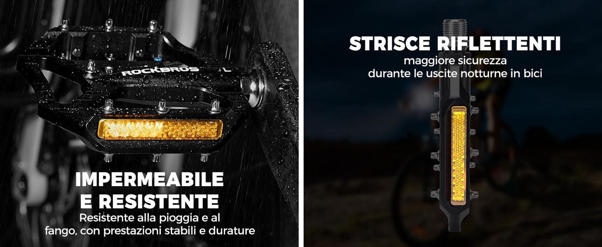 ROCKBROS Fahrradpedale Aluminium rutschfest Plattformpedale mit Reflektoren 9/16" Achse für MTB, Rennrad Schwarz