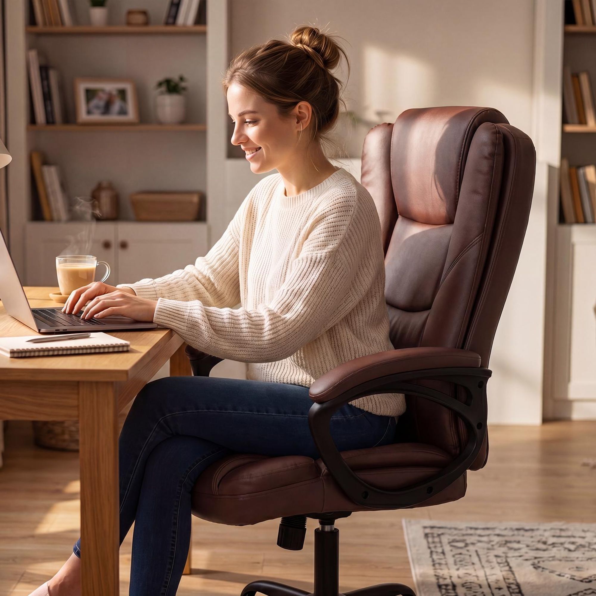 Brauner Kunstleder Chefsessel Furnishings Arbeiten im Heimischen Homeoffice