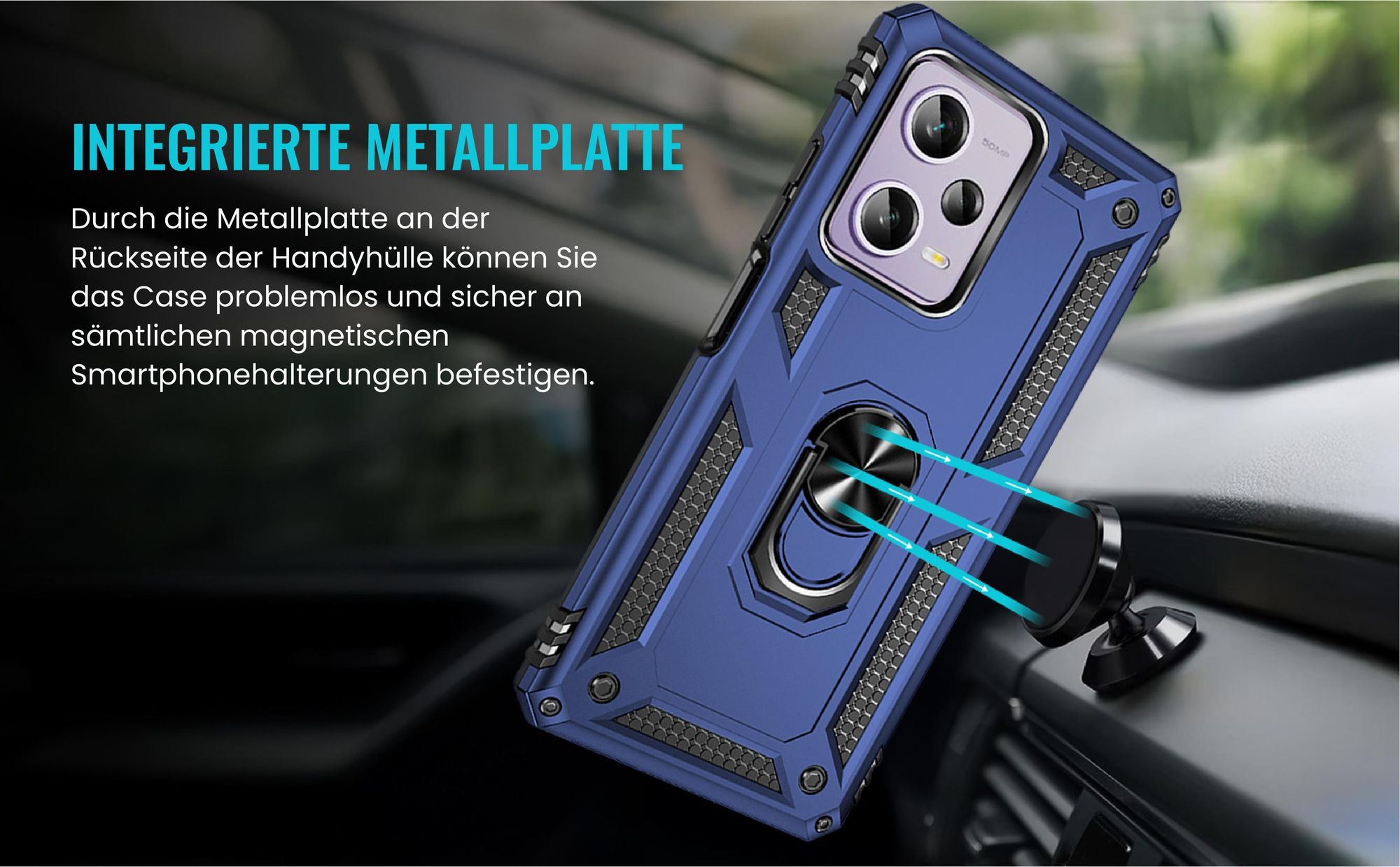 Armor Outdoor Handyhülle für Xiaomi Redmi Note 12 Pro 5G Handy Panzer Case Schutzhülle mit 9H Displayglas Displayschutz Farbe: Schwarz