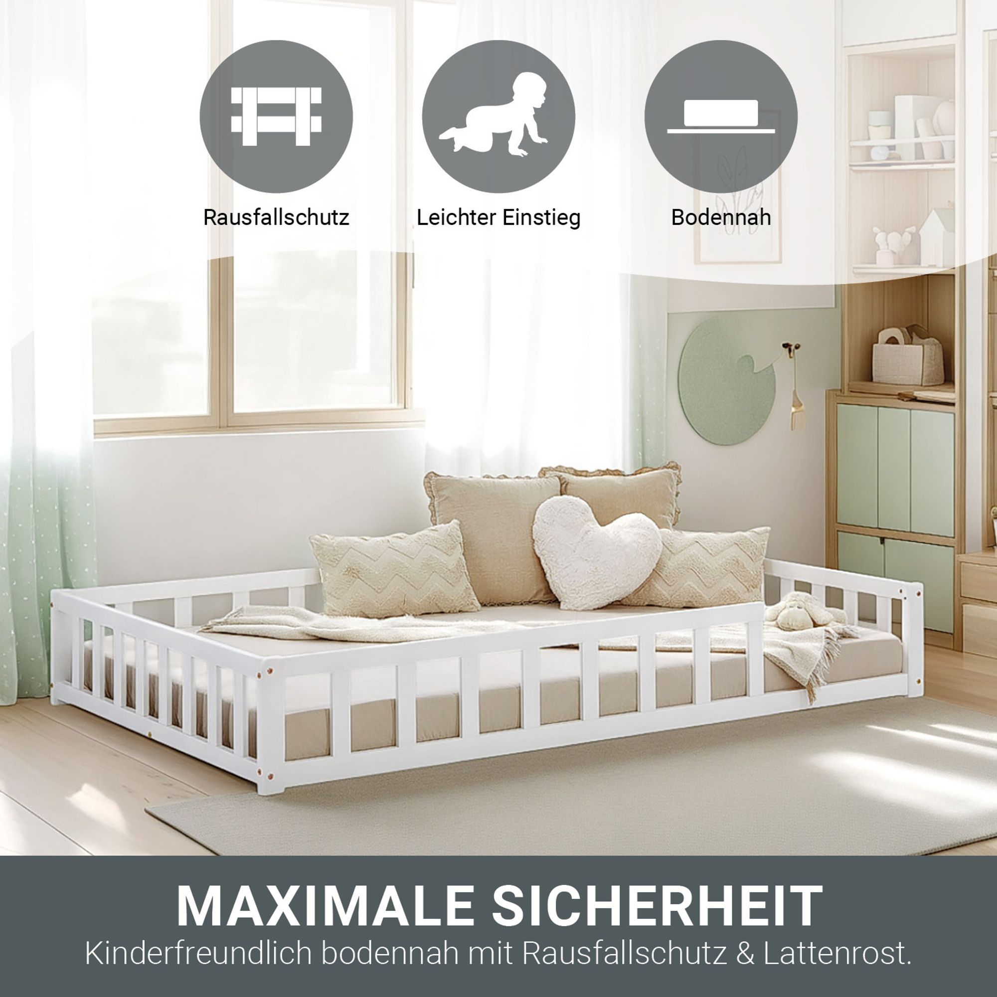 Bodenbett mit Rausfallschutz