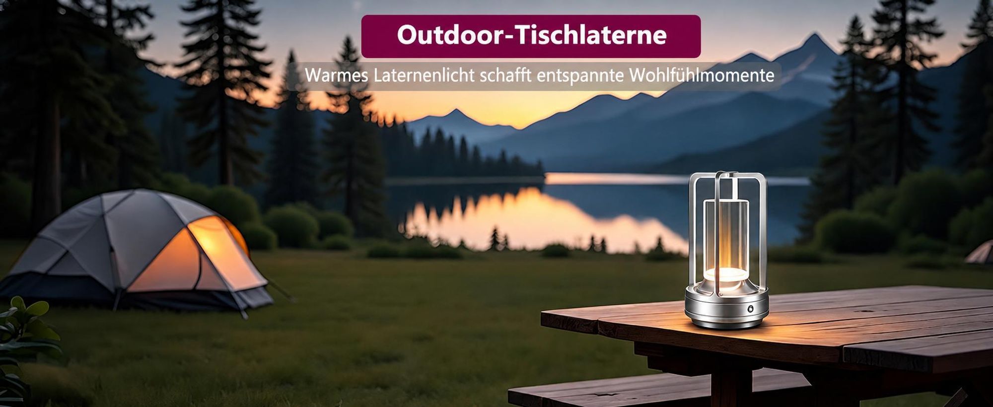 LED Camping Laterne Campinglampe Lampe Wasserdicht Zeltlampe Tragbare Handlampe Wiederaufladbar Notfall Licht Leuchte Notlader Wandern Retoo,Silber