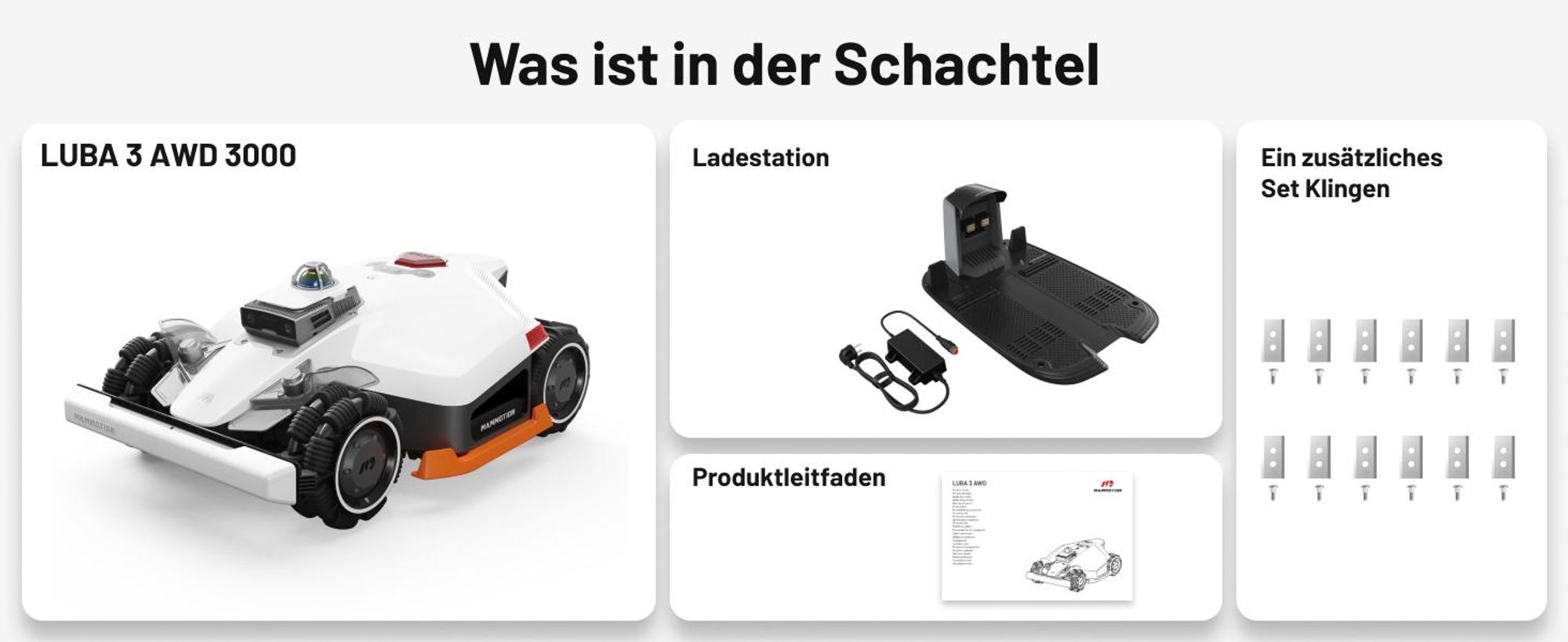 Mähroboter Mammotion LUBA 3 AWD 3000 mit Garage, Waschständer, bis 3000 m², Allradantrieb, 80% Steigung, Auto-Kartierung, 4G-Modul, APP