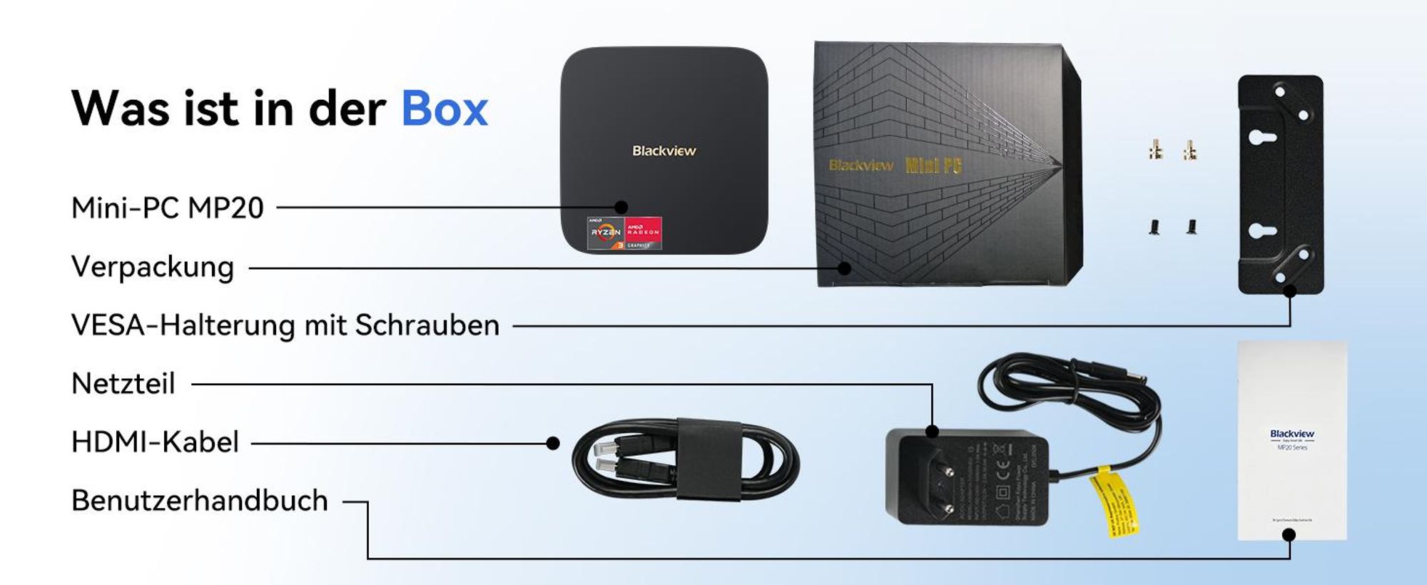 Blackview MP20 Ryzen 3  3300U Desktop-PC, Win 11Pro 3,6 GHz, 16GB RAM 512GB SSD M.2 Mini Computer, 4K Dual Display, WiFi 6, für Zuhause Büro