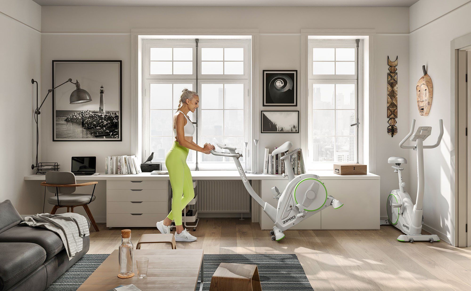 Zipro Ergometer Fahrrad Rave White – Elektromagnetischer Heimtrainer in Weiß App-Steuerung Zwift Verstellbarer Lenkerwinkel & Sattel Watt-Programm