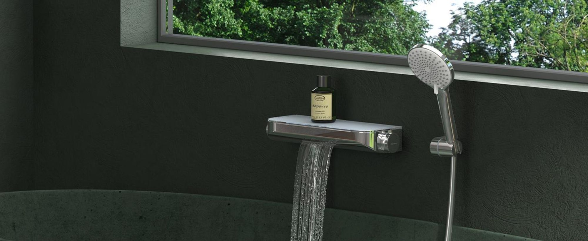 Mai & Mai Thermostat Badewannenarmatur mit Handbrause Wannenarmatur Wannenthermostat 4 Strahlarten Wandarmatur für Badewanne Silber Oryntex-03