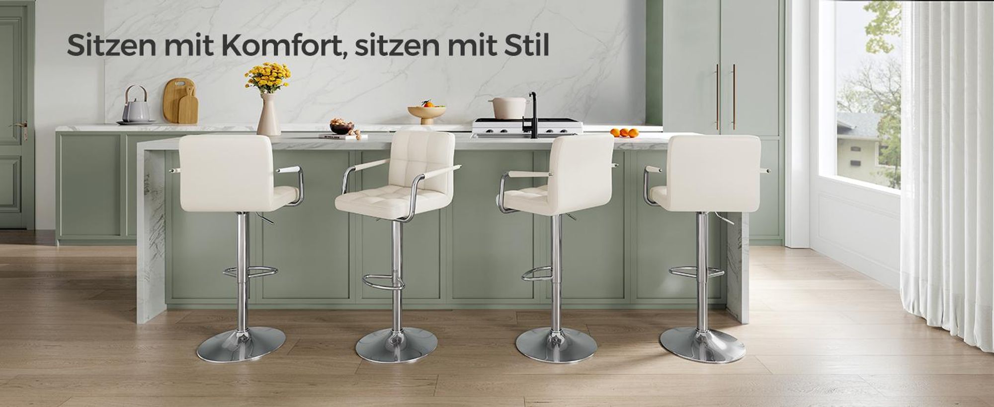 SONGMICS 2er-Set Barhocker Kunstleder, mit höhenverstellbar,um 360° drehbar