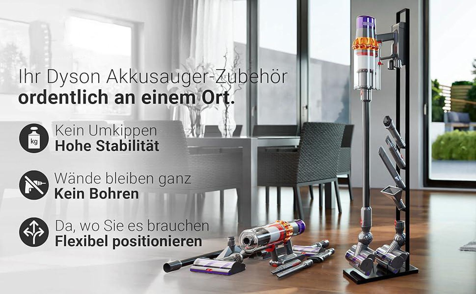 Staubsaugerhalter Ständer kompatibel mit Dyson gen5 V15s Submarine V15 Detect Absolute Detect Complete V12 Slim V11 V10 V8 V7 V6