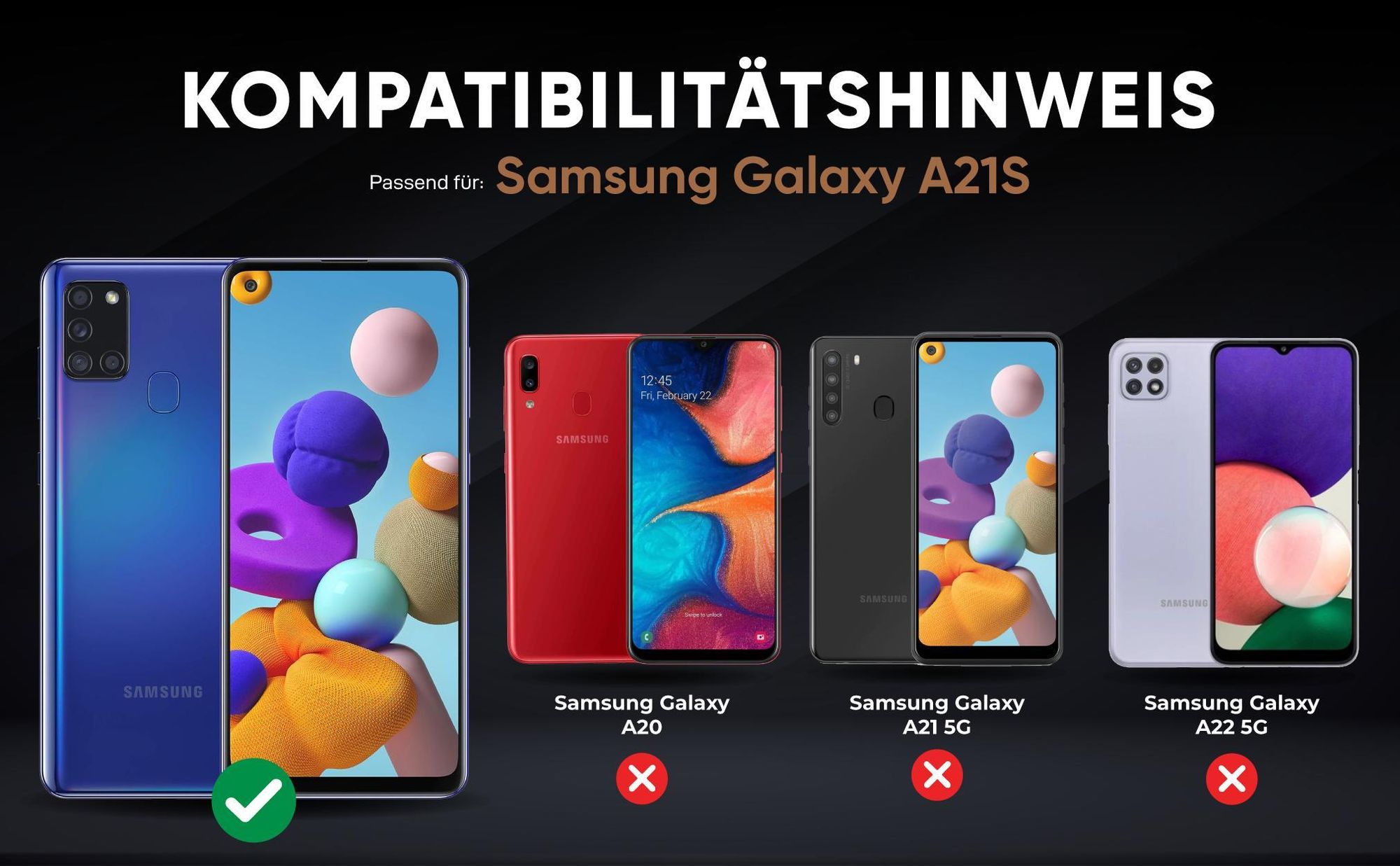 Kompatibilitätshinweise Hülle für Samsung Galaxy A21S