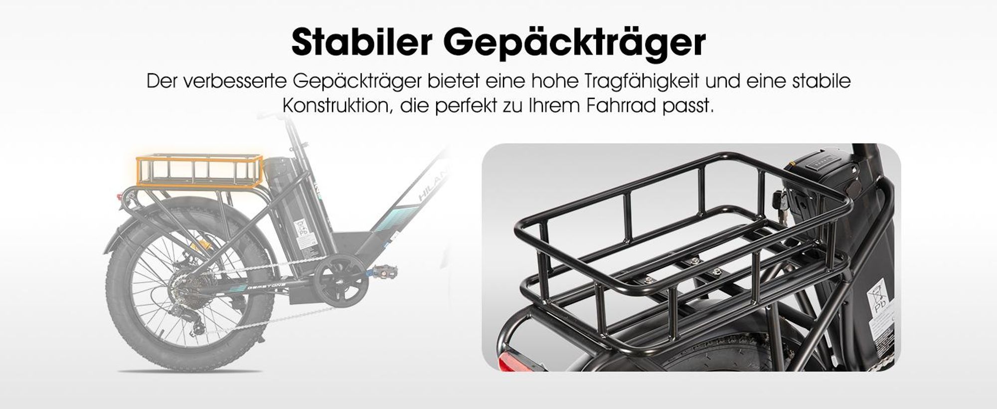 HILAND Lasten E-Bike Damen Herren 20 Zoll Fat Tire, Tiefeinsteiger Step-Thru Rahmen, 250W Pedelec mit 36V 13Ah Akku, Federgabel und komplettes Beleuch