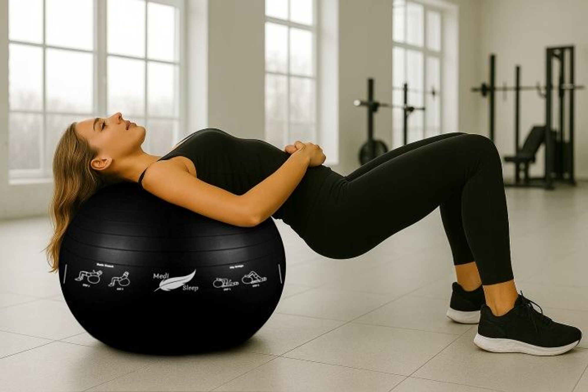 Piłka do ćwiczeń,  gimnastyczna 65cm czarna Medi Sleep