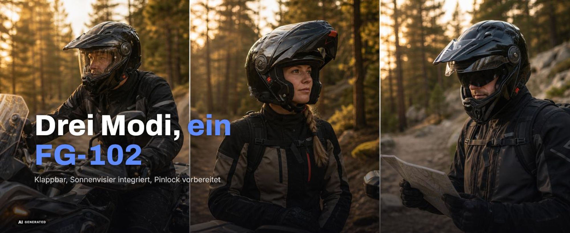 Bogotto FG-102 Fiberglass Enduro Klapphelm, weiß, M (57/58)