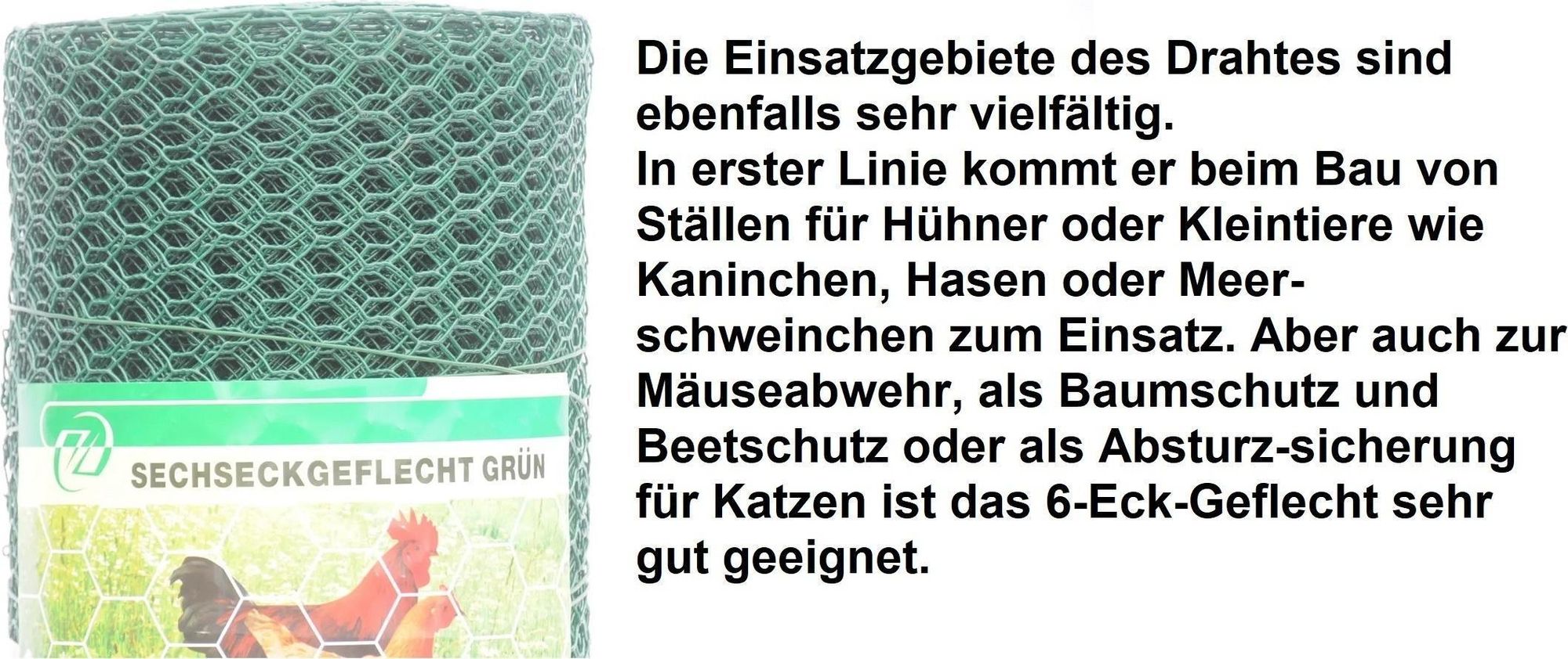 Kaninchendraht / Sechseckgeflecht / Maschenweite 25mm / Höhe 300mm / Länge 25m / grün beschichtet / € 0,48 pro Meter