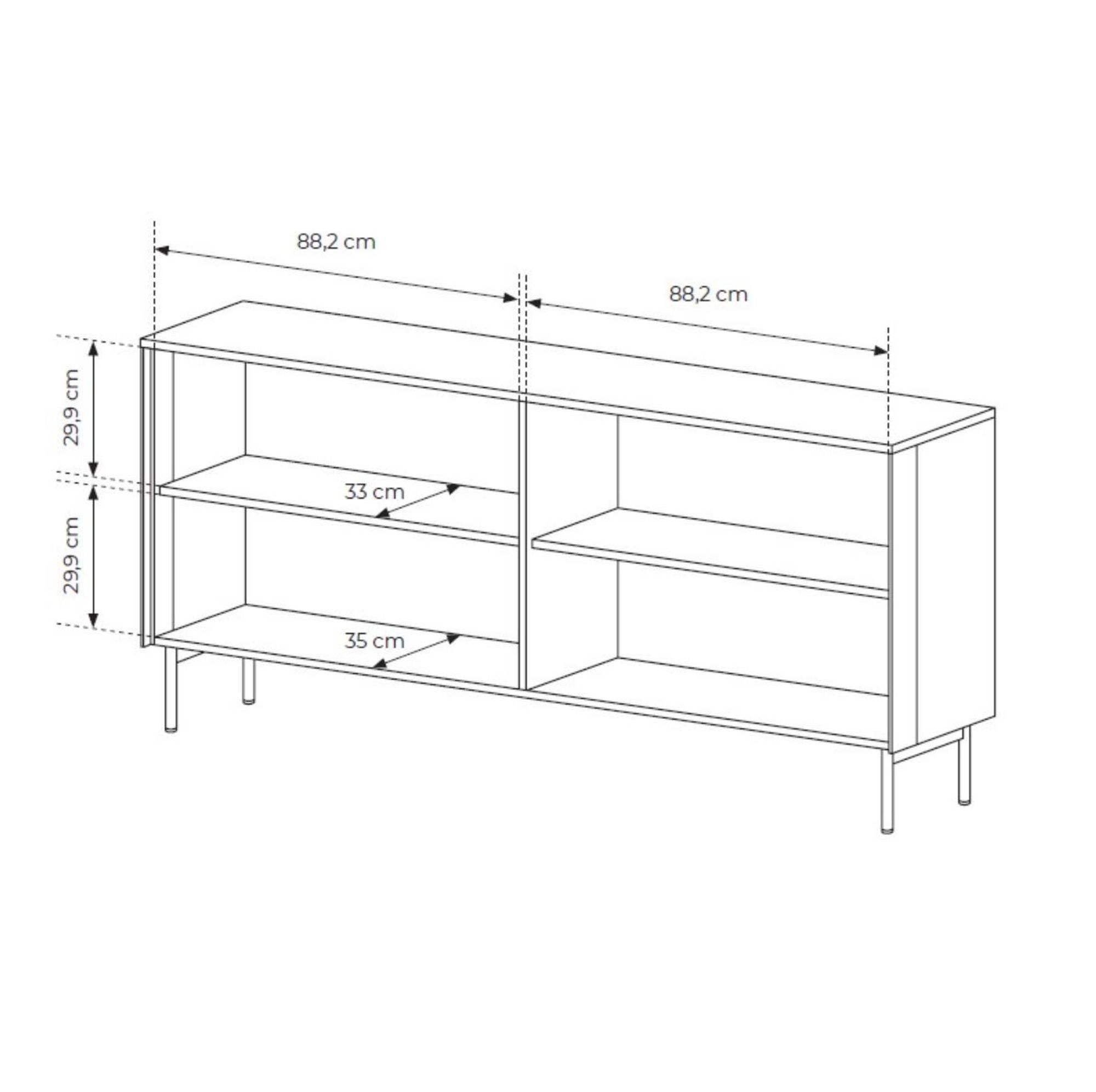 BETTSO ILUMI 4D Kommode – Eiche Dunin Sideboard mit LED & Glastüren