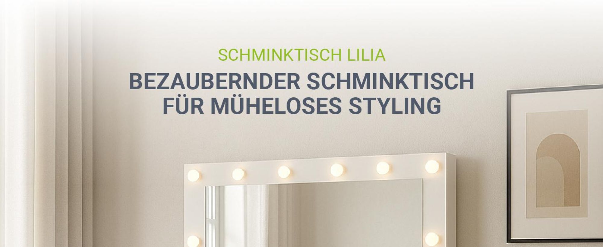 Juskys Schminktisch Lilia mit LED, 7 Schubladen & großem Spiegel – Weiß