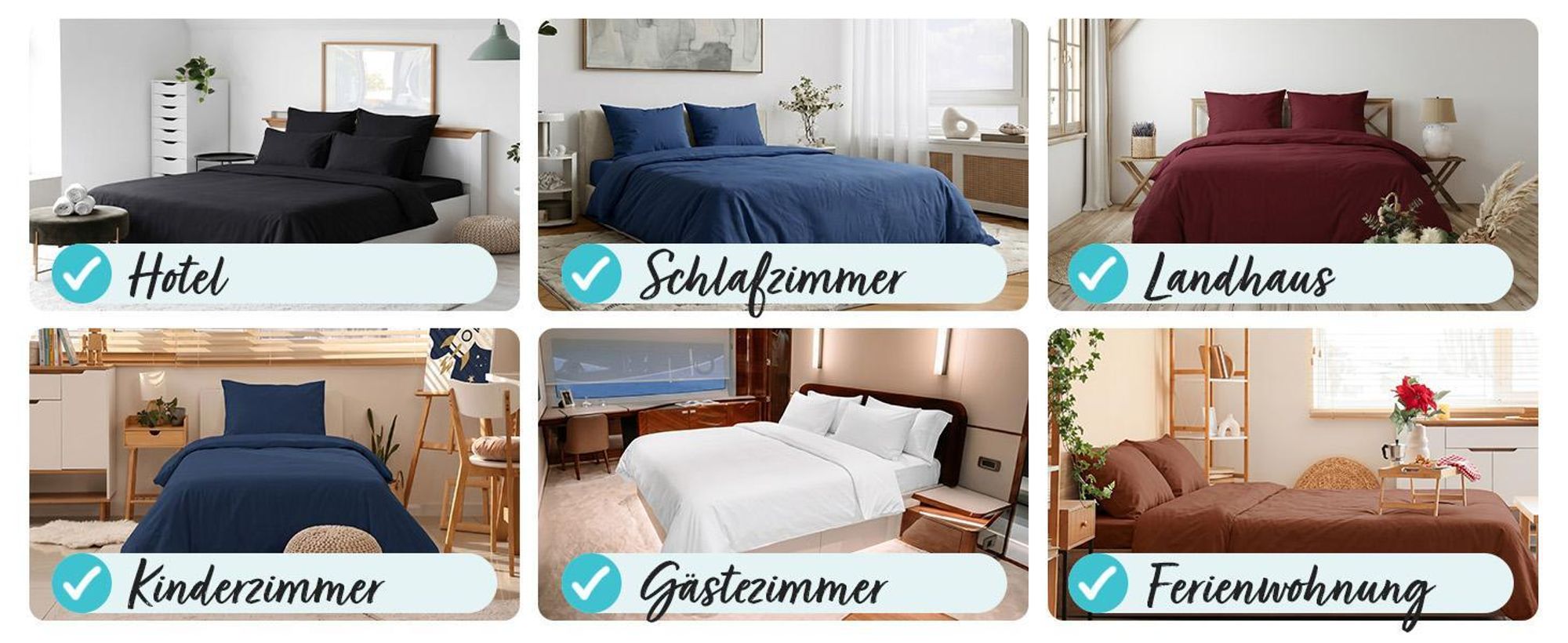 EllaTex Renforcé Bettwäsche 200x200 + 2x 80x80 cm Baumwolle – 3 teiliges Bettwäsche Set, Farbe: Creme