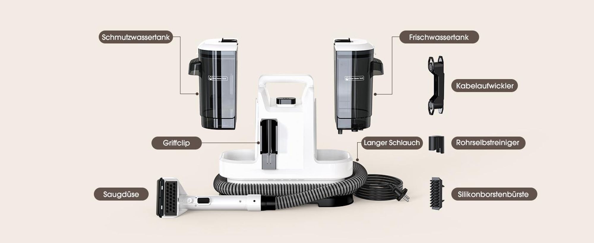 Lubluelu Stoffreinigungsgerät, Nass- und Trockensauger 13500 Pa / 450 W, Mit Großem Tank & Langem Kabel, Für Teppich, Polster, Sofa Und Auto,V6