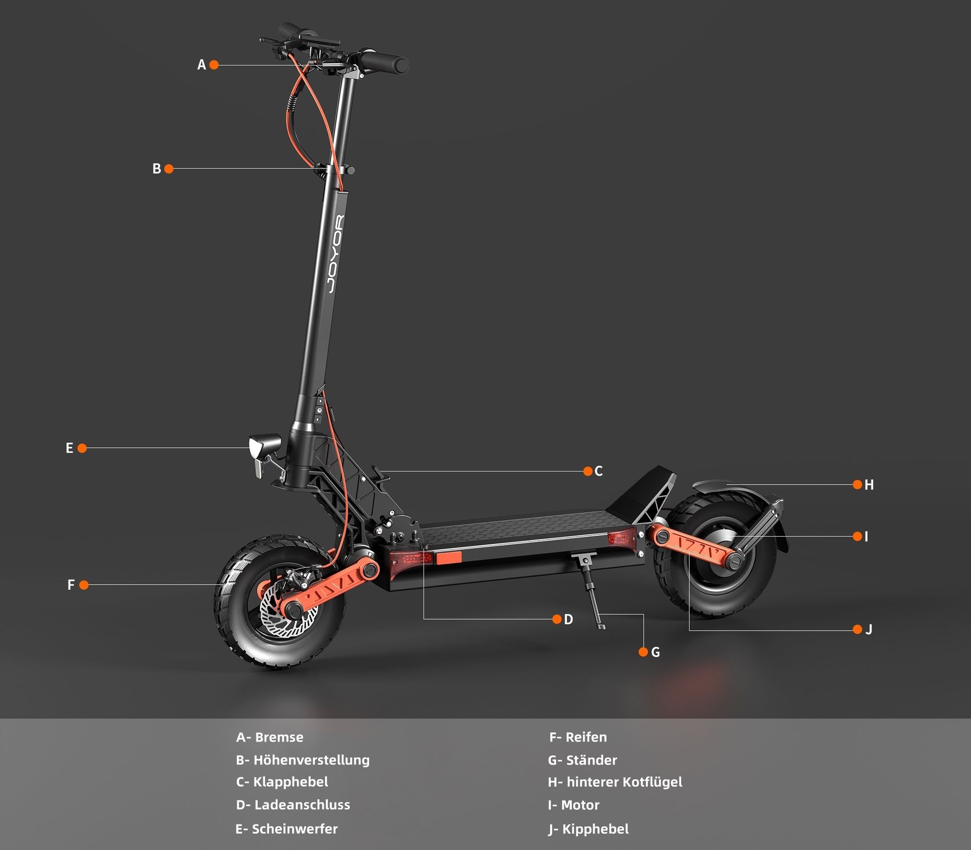 JOYOR S10-S-Z Elektroroller mit Blinkern - 1000 W * 2 Motor 60 V 18 Ah Akku 70 km Reichweite Scheibenbremse - Schwarz