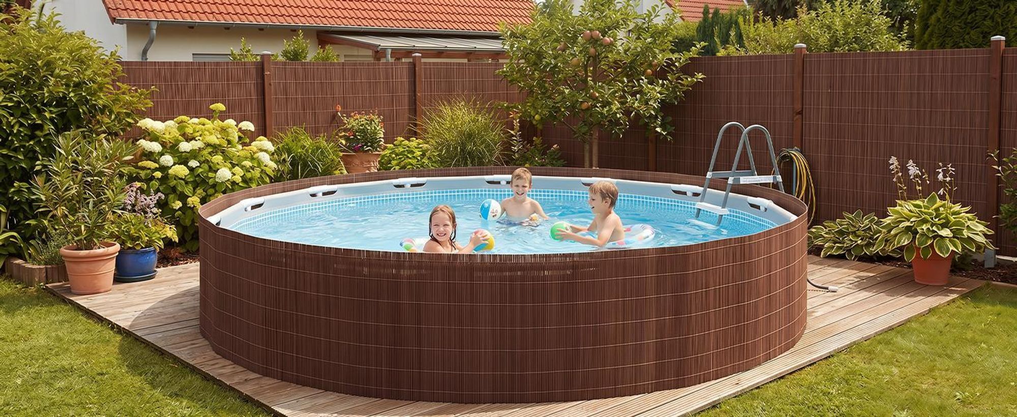 Sekey Balkon Sichtschutz Natürliche Optik Sichtschutzmatte Sichtschutzzaun 90x600cm, Braun