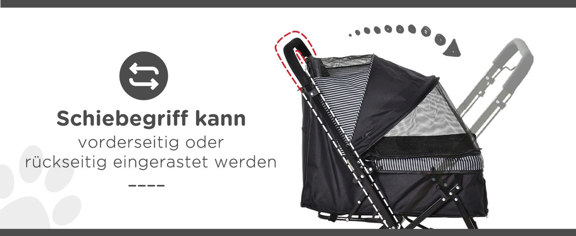 PawHut Hundebuggy Hundewagen für kleine Hunde Katzen Pet Stroller Oxford Schwarz