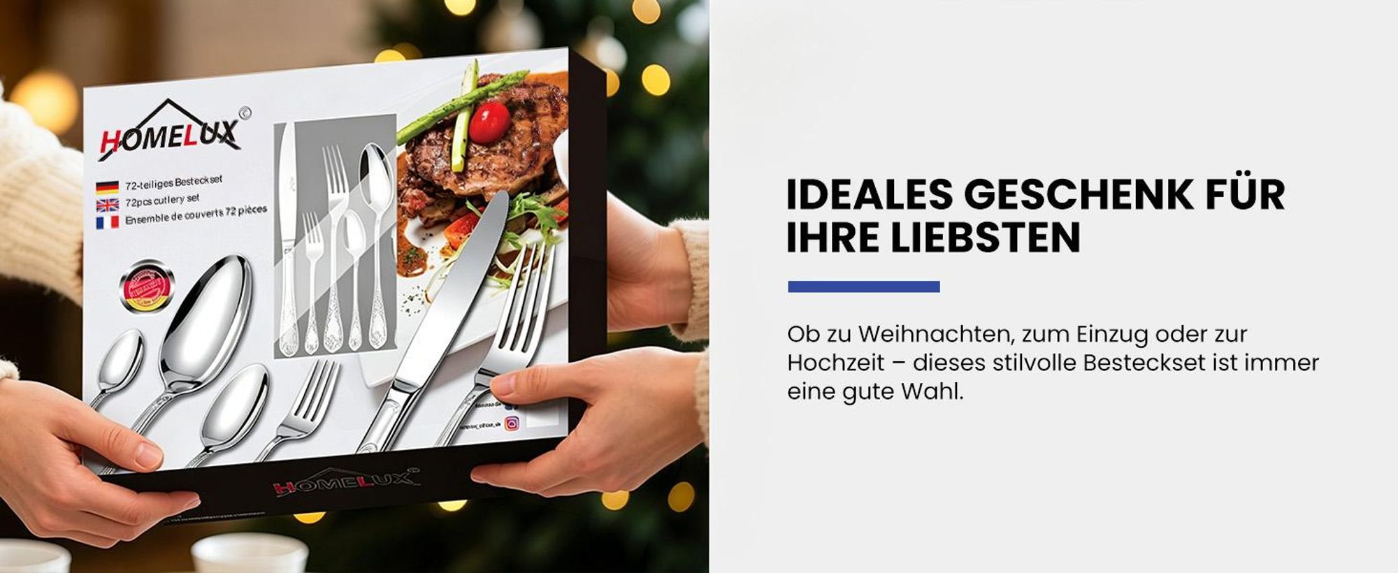 Besteck Set 12 Personen,72-tlg Edelstahl Besteckset,Cutlery Set mit Messer Gabel Löffel,6-tlg Essbesteck HL-G1806