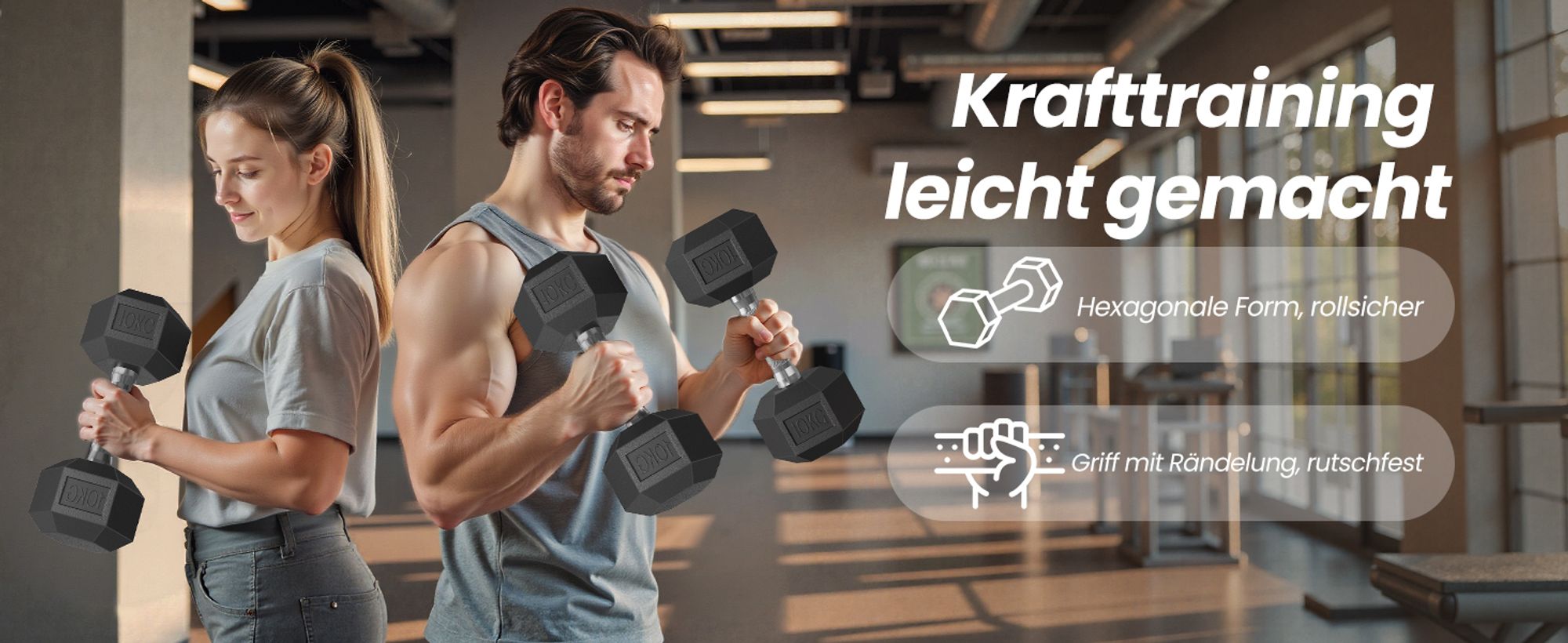 SONGMICS Hantelset, Hanteln 2er Set, Hexagon, Kurzhantel-Set, insgesamt 10/20 kg, für Workout, Fitnesstraining, Gewichtheben für Zuhause