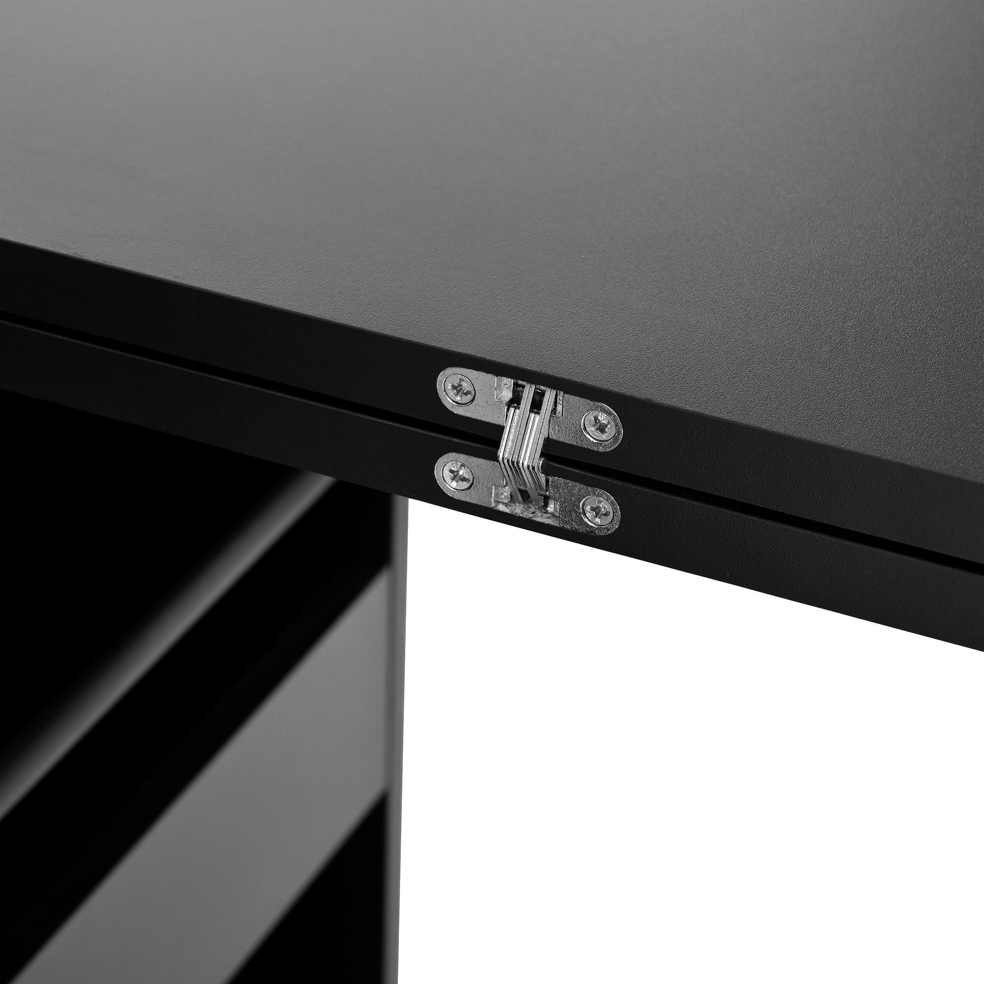 Merax Esstische Bartisch 360°Drehbar, Ausziehbar Reversibel Esszimmertisch Sideboard mit Glastür, Lagerregal, Küchentisch,  Schwarz