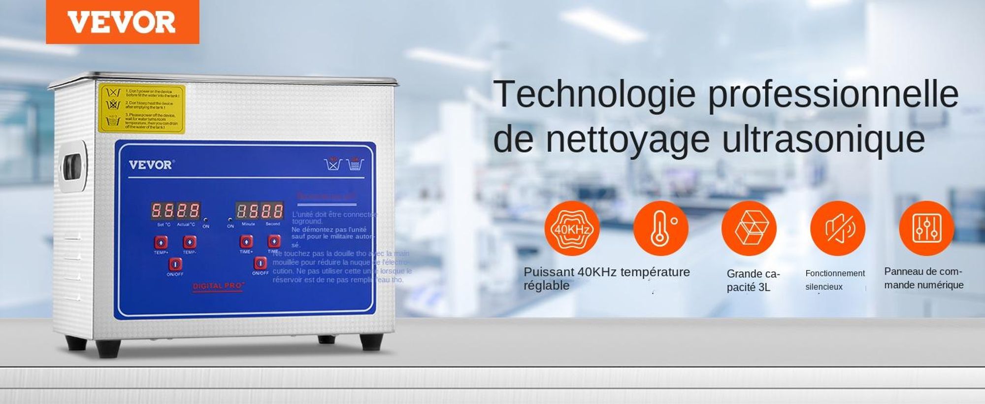 VEVOR Ultraschallreiniger 3L Reiniger ultraschallgerät Ultraschallreinigungsgerät mit Heizung Digital Timer