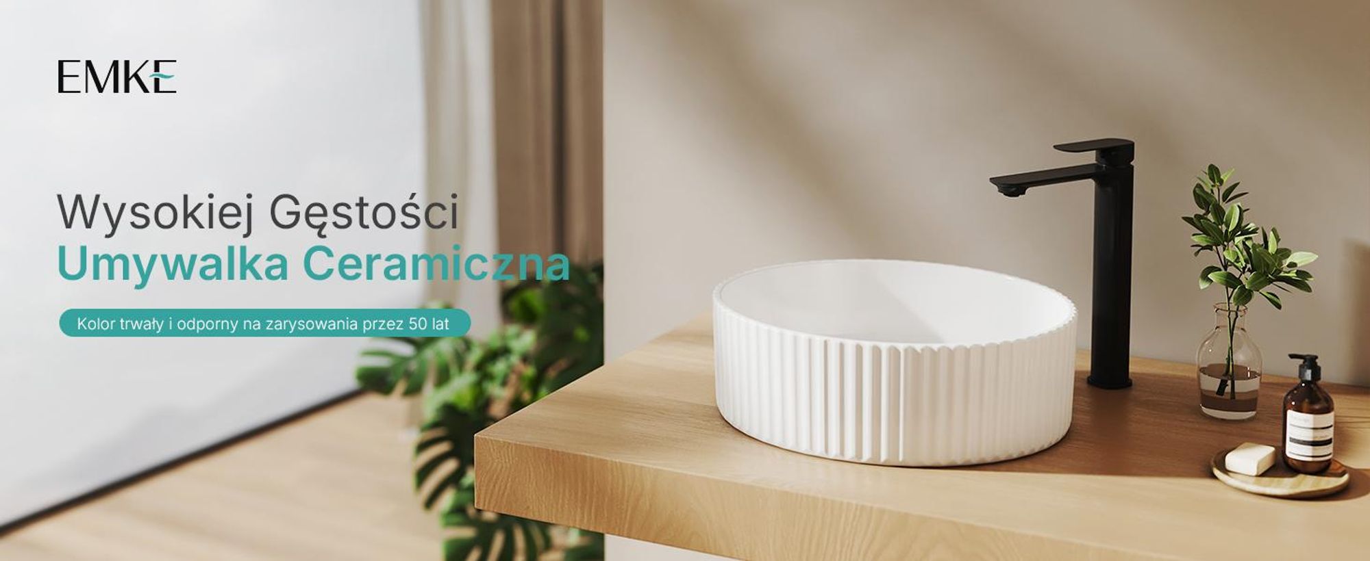 EMKE umywalka nablatowa ceramiczna okrągła 360mm biała błyszcząca Elegancka umywalka bez otworu na baterię i przelewu, do nowoczesnych łazienek i WC dla gości