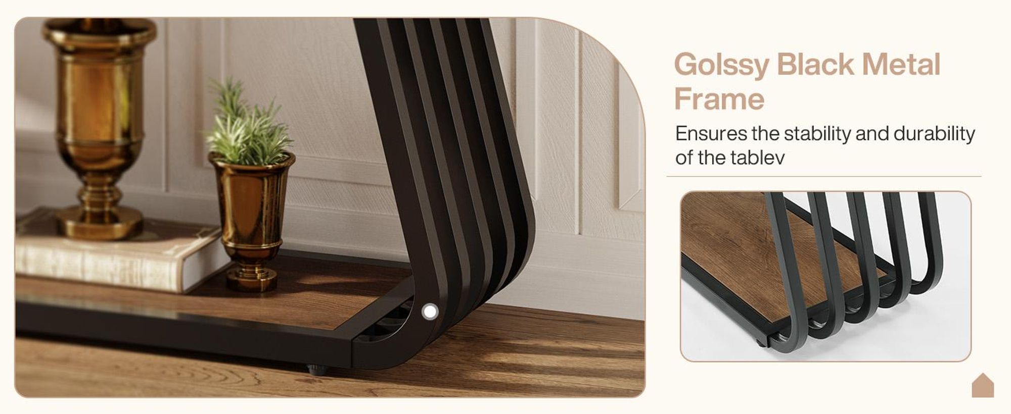 Tribesigns 140 cm Konsolentisch mit Ablagen, 3-stufiger Sofatisch mit Eisenrahmen, Holz Flurtisch für Wohnzimmer, Foyer, Flur, im Industrial-Stil