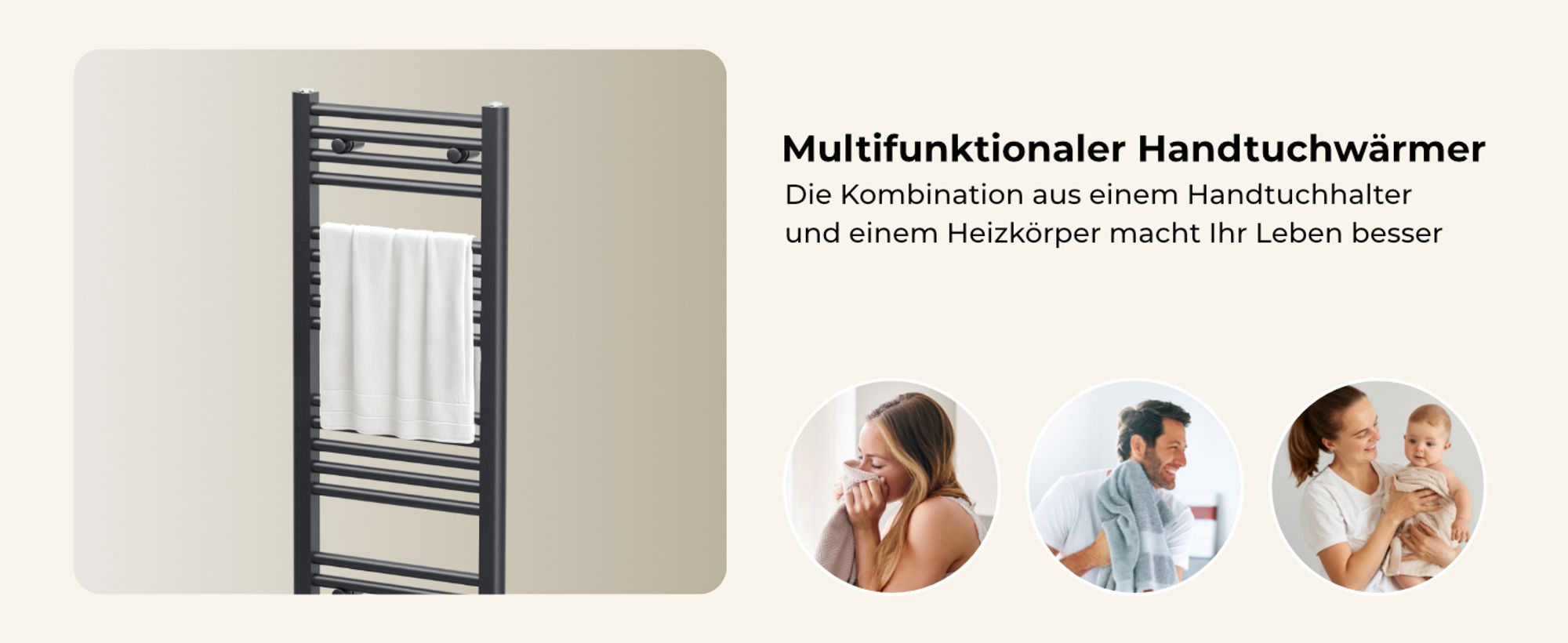Heilmetz Badheizkörper Elektrisch Handtuchheizkörper 100 x 40 cm Anthrazit 300W Elektrischer Heizkörper Handtuchtrockner