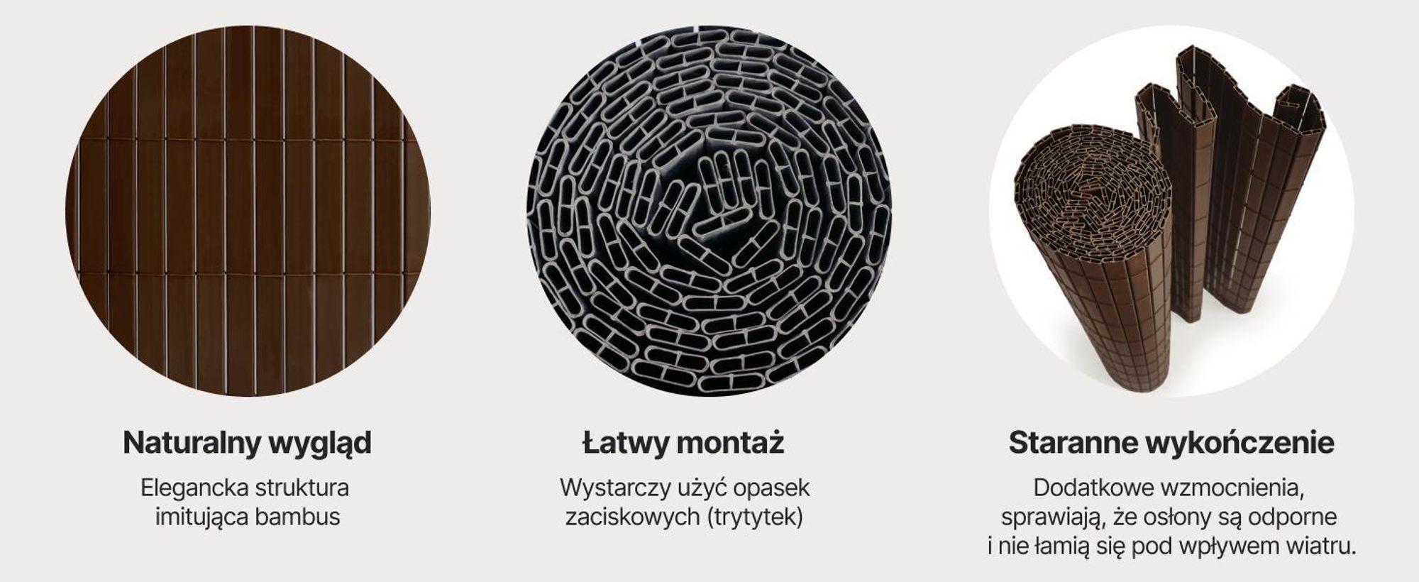 Osłona na Balkon Taras Lento Marrone Mazovia Całoroczna, Odporna UV Mata na Ogrodzenie Brązowa PCV 100x300 cm