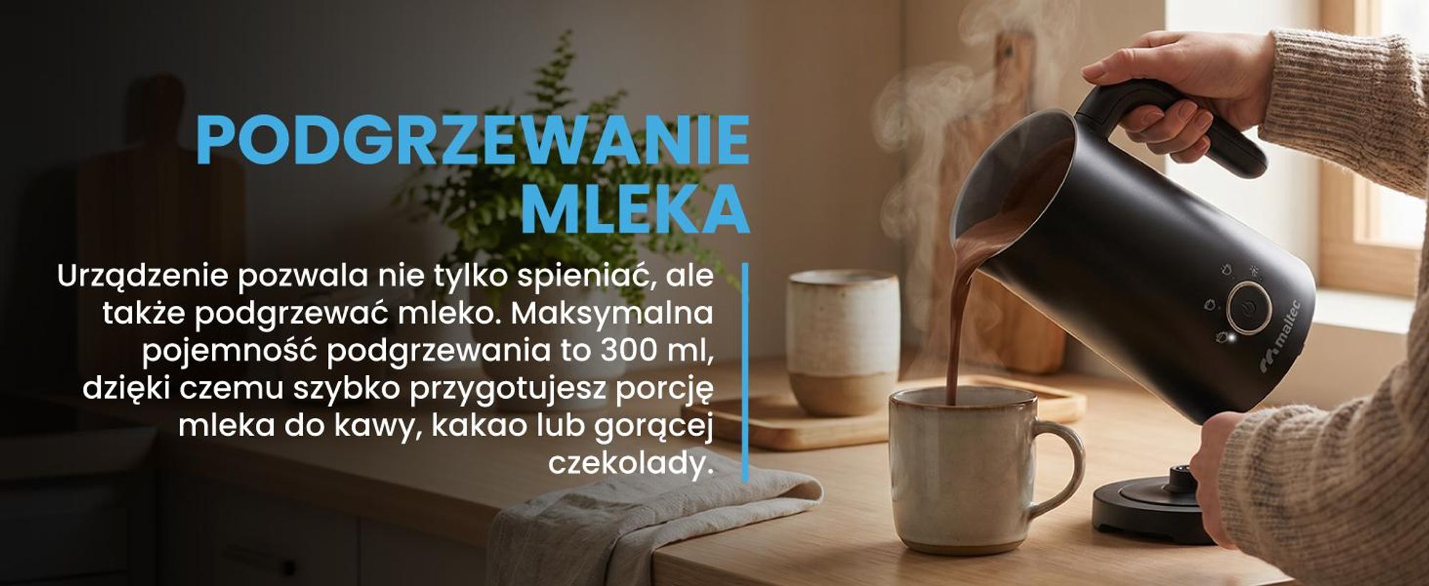 Elektryczny spieniacz do mleka o pojemności 300 ml na ciepłe i zimne mleko capuccino
