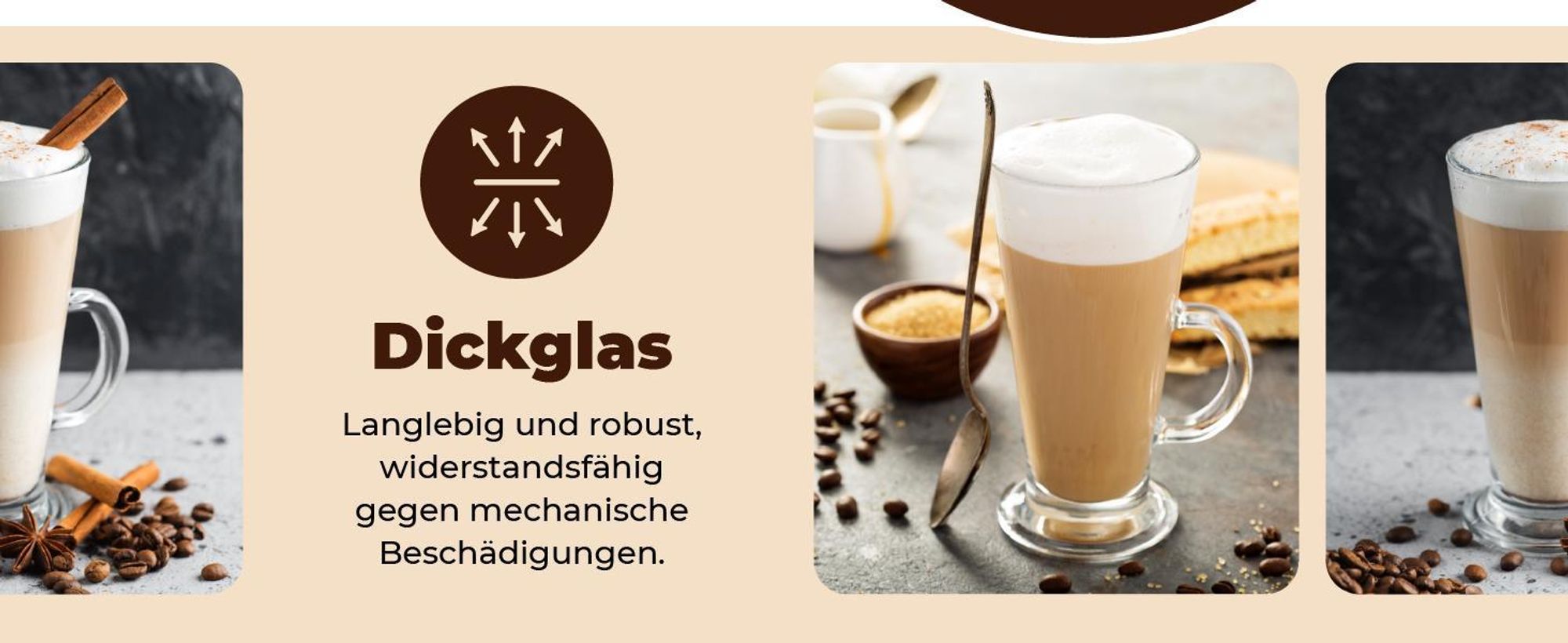 KADAX Latte Macchiato-Gläser "Balze", Trinkgläser für Kaffee, 6er Set, 260 ml
