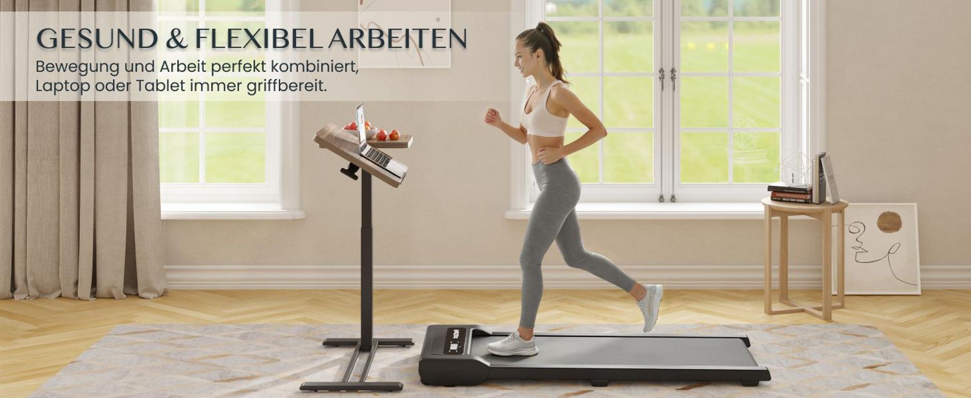 FLEXISPOT Beistelltisch Höhenverstellbar 80x40cm Laptoptisch mit Neigbarer Desktop, Betttisch mit Rollen, für Wohnzimmer und Schlafzimmer, Braun