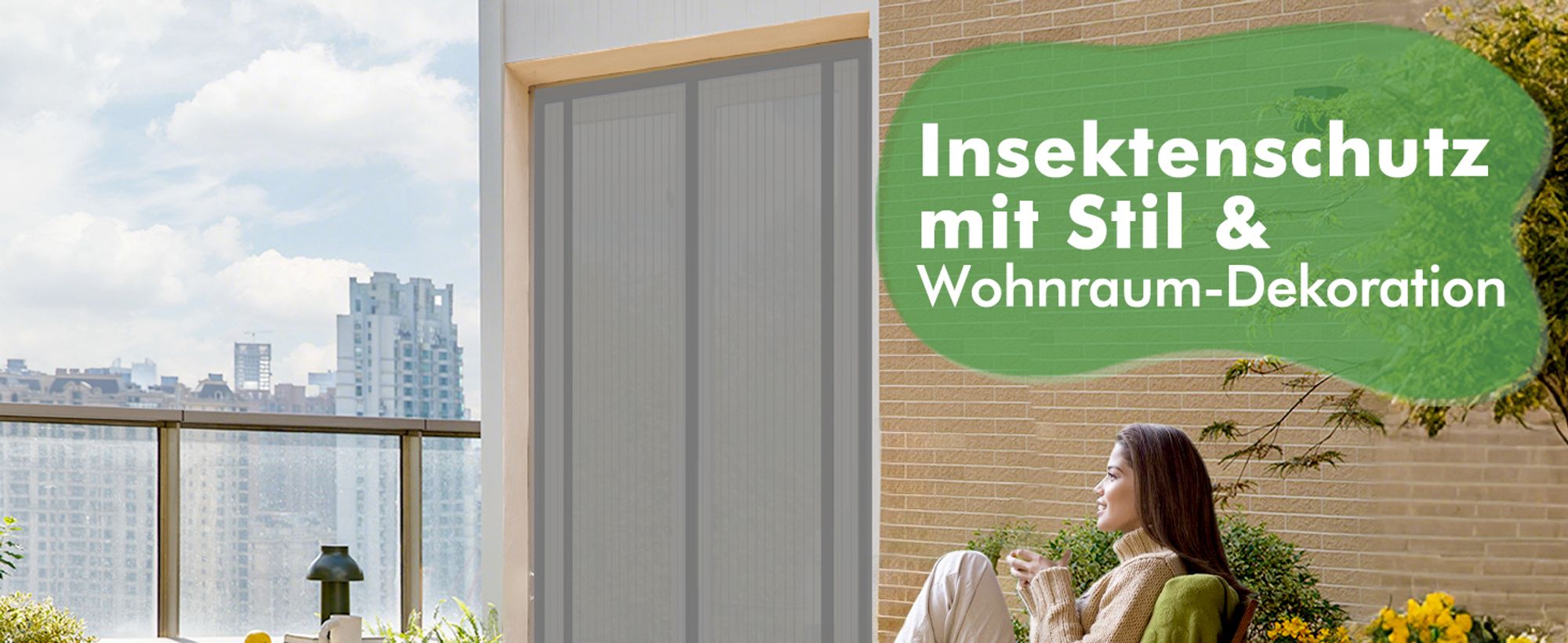 Sekey Fliegengitter Für Balkontür 90 x 210 cm Magnetvorhang Fuer Balkontueren Ohne Bohren, Moskitonetz Grau