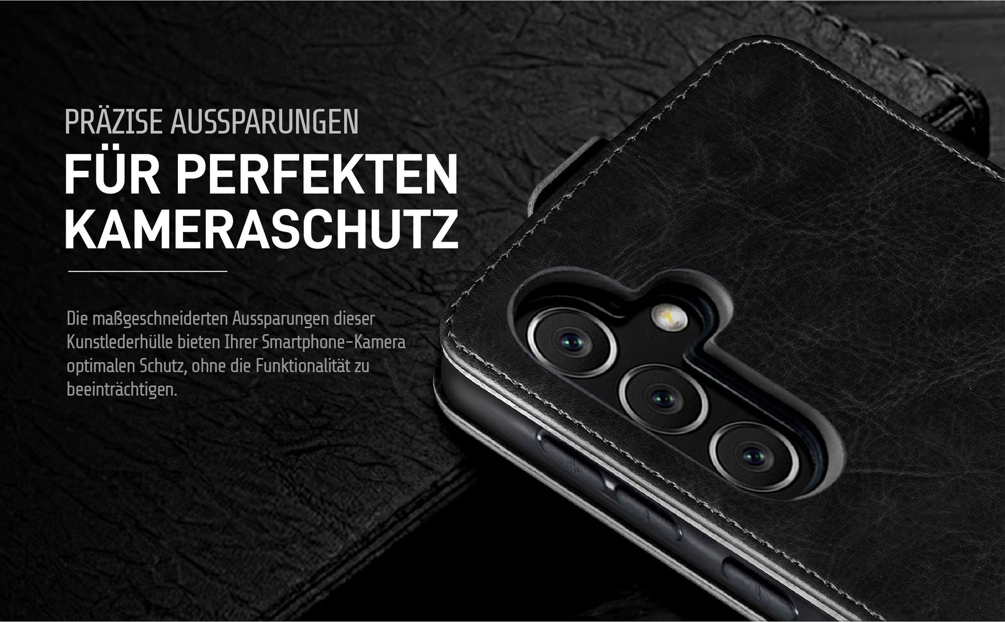 Klapphülle in Schwarz mit Kameraausschnitt für Samsung Galaxy S24 FE