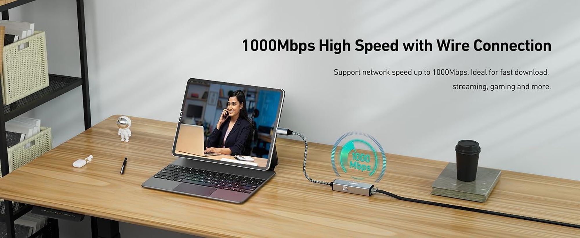 BENFEI Kabeladapter USB C auf Gigabit Ethernet Adapter mit 100W PD